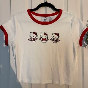 Hello Kitty White Tee with Red Trim